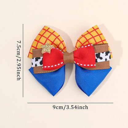 2PCS 3-Layer Bow Hair Clips - Sparkly Star Ribbon Ponytail Hairpins for Girls, Kids & School