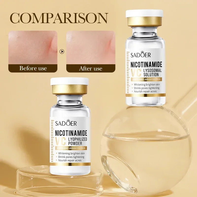 Niacinamide Face Serum Powder Set – Whitening, Hydrating, Anti-Aging, Anti-Wrinkle Skin Care with Pore-Reducing Effect