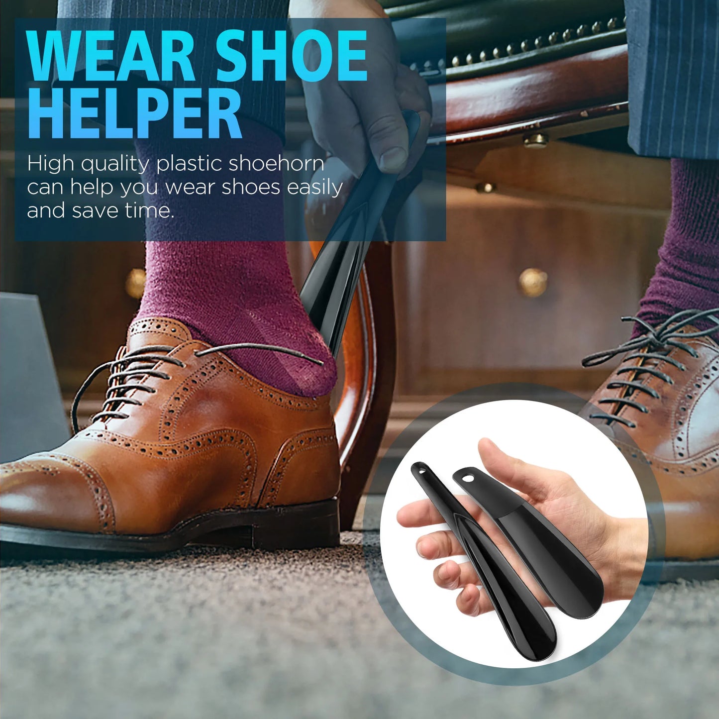 6.29″ & 7.87″ Lightweight Plastic Shoehorn – Travel Shoe Horn Helper for Men, Women & Kids Aid Accessories