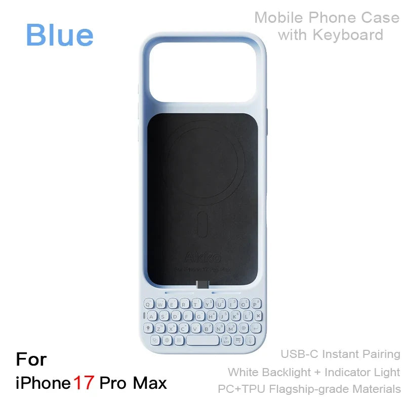 Magnetic Phone Case with Keyboard - All-in-One Wired External Keyboard Case for iPhone 16 Pro Max & 17 Pro Max