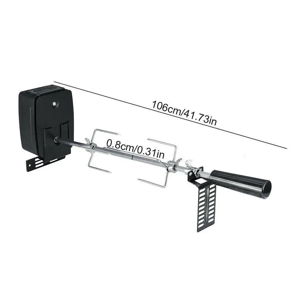 Electric BBQ Grill Spit Roaster – Outdoor Rotisserie Kit with 120cm Long Cable for Barbecue Grilling