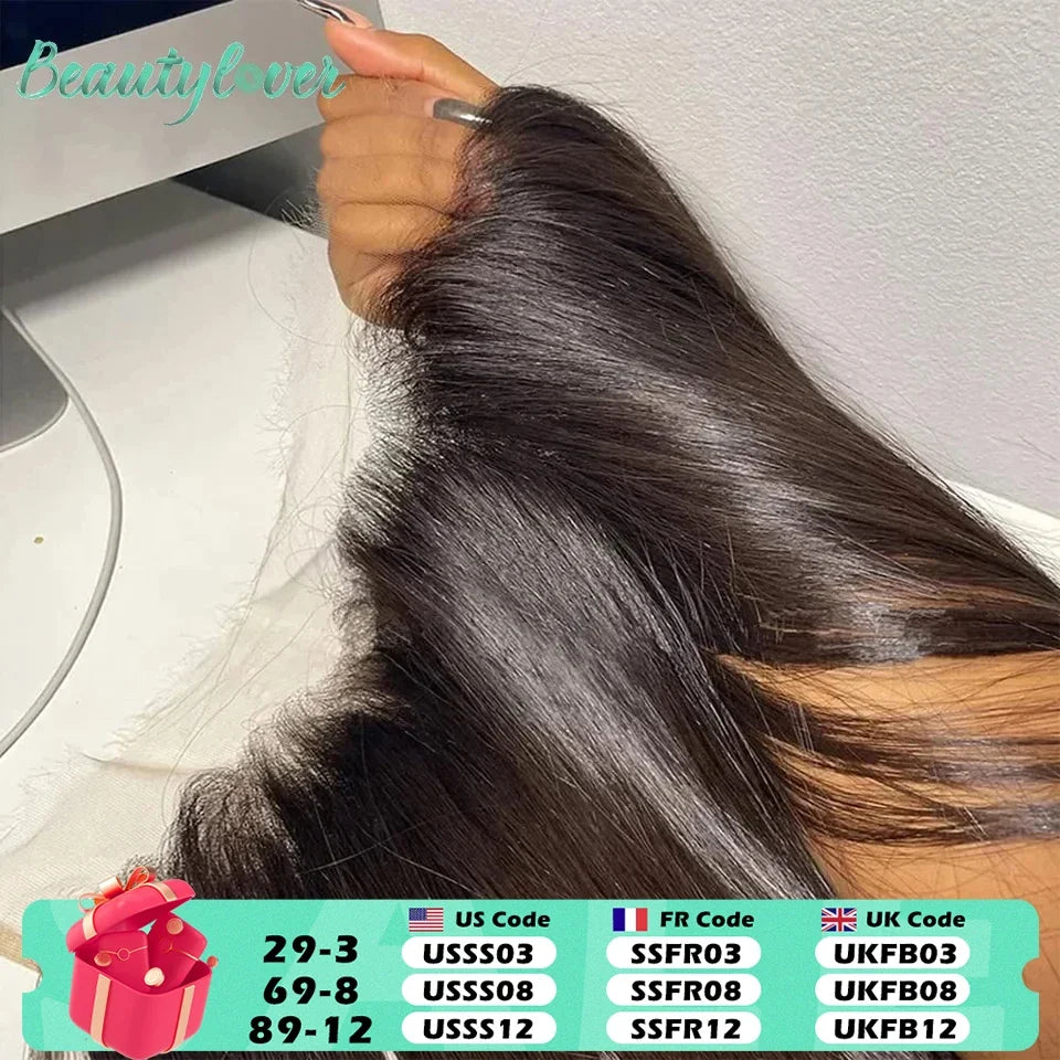 24 26 Inch Straight Lace Frontal Human Hair - 13x6 Preplucked Transparent HD Lace Brazilian Hair Closure For Women