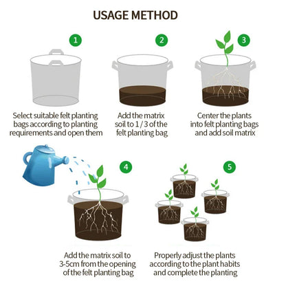 Vegetable/Flower Grow Bags – 1-5 Pcs, 1-12 Gallons Non-Woven Aeration Fabric Pots with Handles