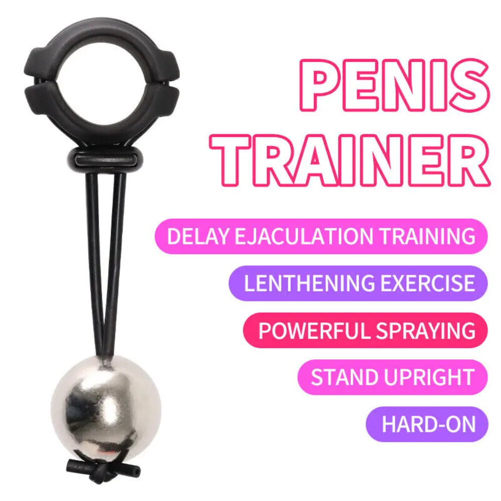 BDSM Male Penis Ring & Extender — Weight-Bearing Stretcher, Enlargement Device with Ball & Semen Lock, Adult Sex Toy for Men