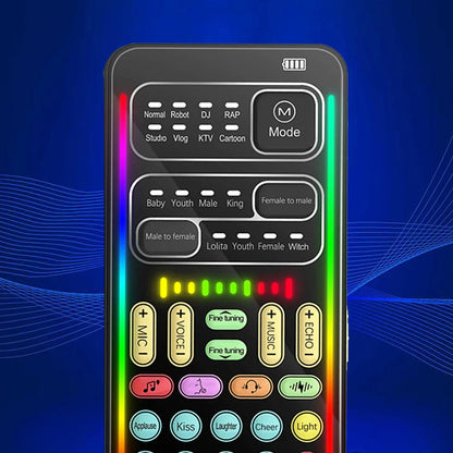 i9 Mini Voice Changer Sound Card – Bluetooth-Compatible Live Audio Mixer with Multiple Effects & Mic Support