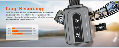 Motorcycle 2K Front & Rear DVR Dash Cam – WiFi GPS, Waterproof Full-Body Video Recorder Black Box