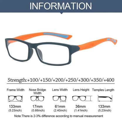 Ultralight Anti-Blue Light Reading Glasses – Sport Presbyopia Eyewear for Men & Women +100 to +400