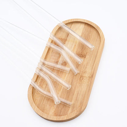 200x8mm Eco-Friendly Reusable Glass Straw Set - High Borosilicate Smoothie & Cocktail Straws with Cleaning Brush