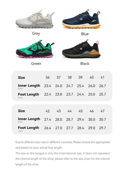 HOBIBEAR Unisex Hiking Sneakers – Lace-Up Outdoor Walking Shoes with Artificial Leather