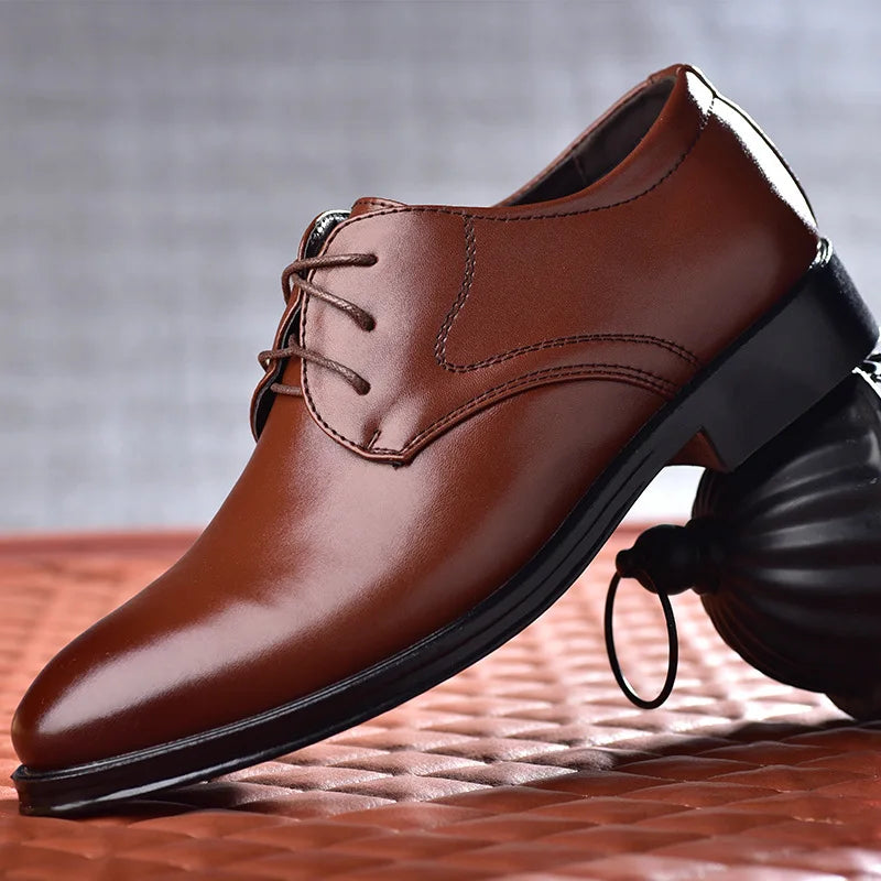 Men's Leather Derby Dress Shoes - Lace-Up Business & Wedding Shoes Size 38-48
