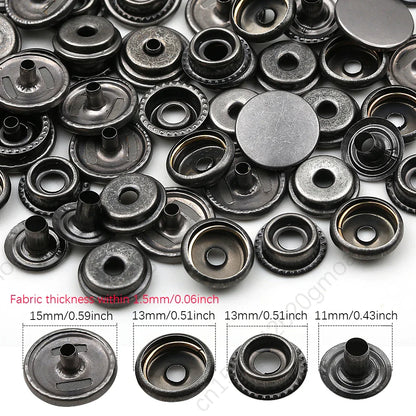 10mm, 12.5mm & 15mm Stainless Steel Snap Fasteners – Sewing Buttons for Clothing, Jackets & Leather Crafts