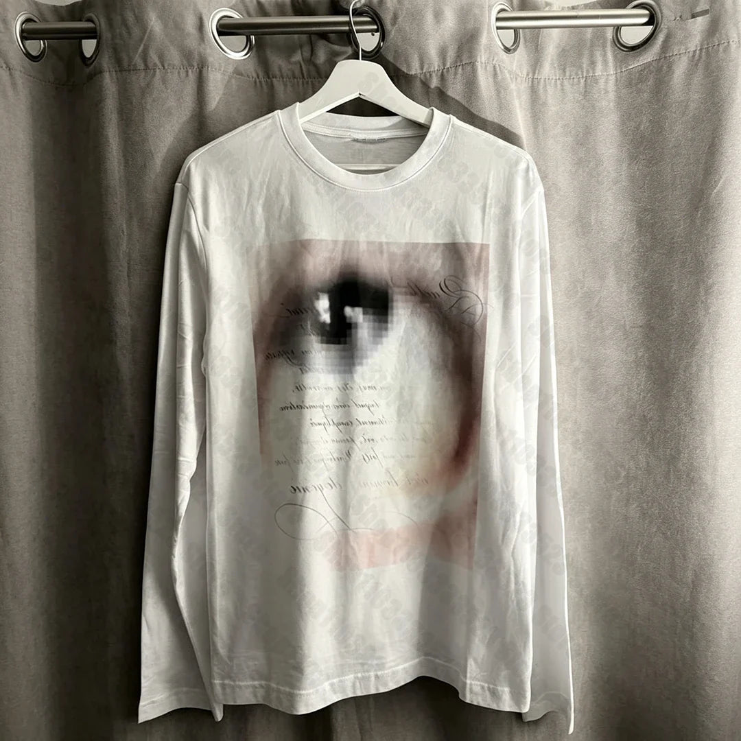 Y2K Graphic Long Sleeve Shirt - Women's Retro Emo Fairy Print Top for Autumn and Winter