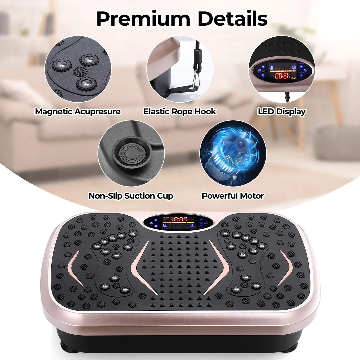 Vibration Plate Exercise Machine – Whole Body Fitness Platform with Loop Bands for Home Workout
