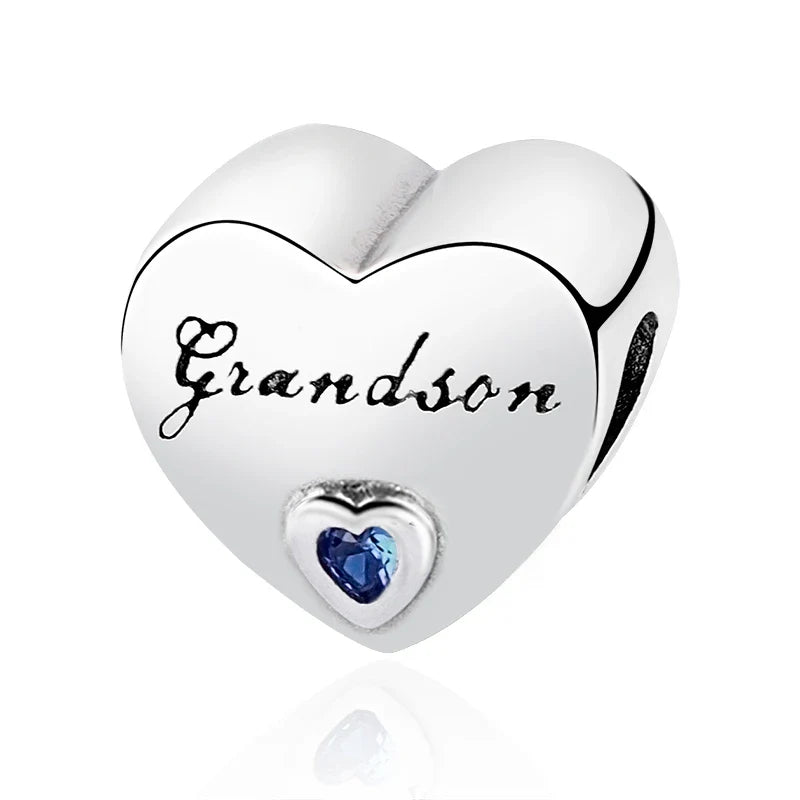 Europe 925 Silver Family Charm Pendant - Boy, Girl, Mom & Sisters Bead for Pandora Bracelet, Sparkling Dangle Jewelry