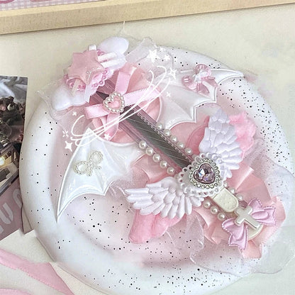 Sweet Pink Korean Y2K Heart Bow Utility Knife – Cute Portable Box Cutter for Students & Scrapbooking