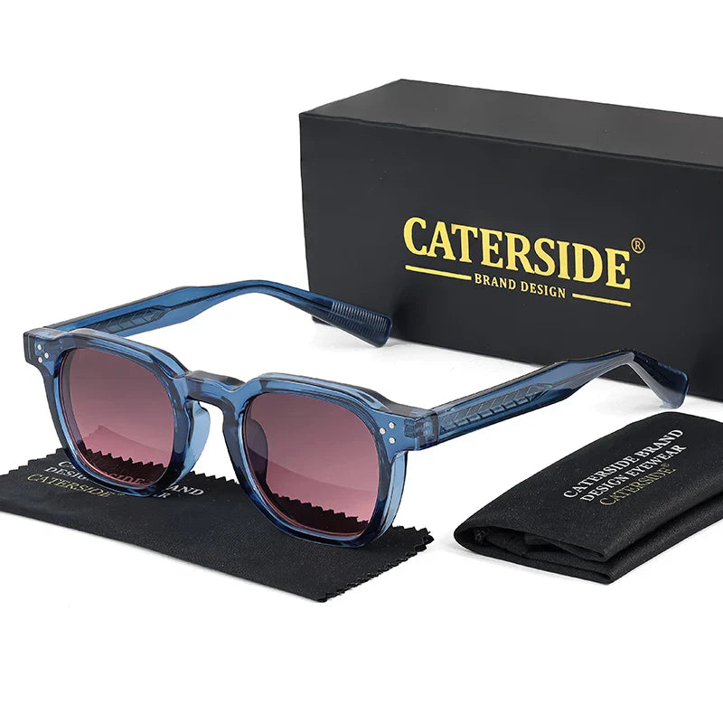 CATERSIDE Retro Punk Square Sunglasses – 2-Piece Fashion Set for Men & Women, Party & Festival Gift Glasses