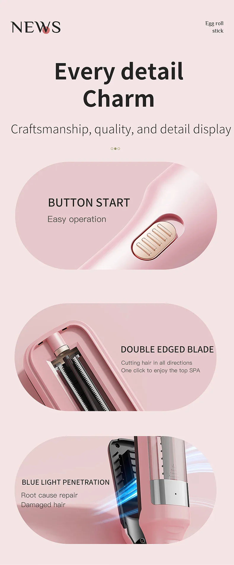 Cordless Hair Ends Trimmer – Professional Automatic Split End Remover for Dry, Damaged, Brittle Hair