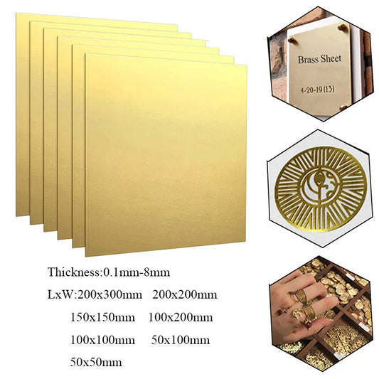 Brass Sheet Plate – 0.1-8mm Thickness for CNC Cutting, Frame Models & DIY Construction Projects