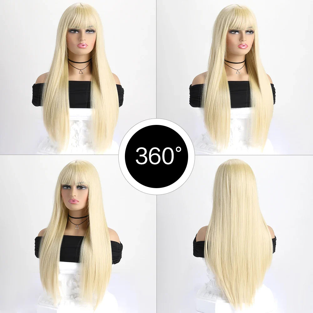 26" Long Straight Synthetic Wig for Women – Colorful Fashion Wig for Daily Wear, Halloween Costume, Party & Cosplay