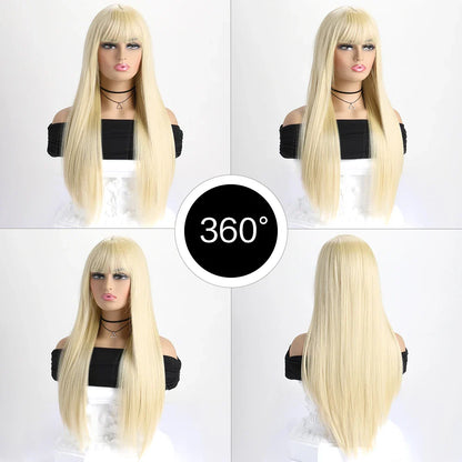 26" Long Straight Synthetic Wig – Fashion Color Wig for Women, Daily Wear, Halloween Costume, Party & Cosplay