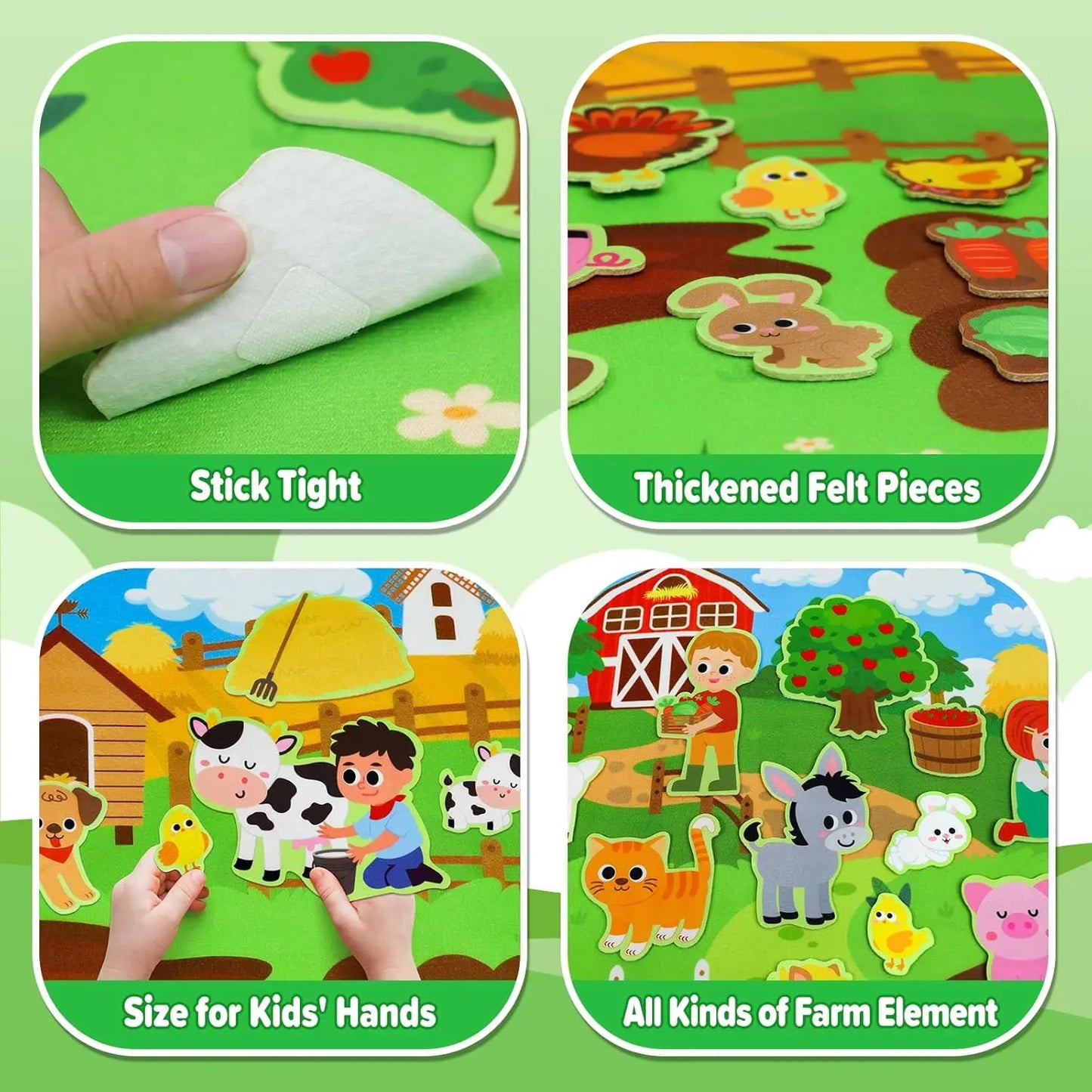 Farm Animals Felt Story Board Set – Interactive Early Learning Wall Puzzle Toys for Toddlers
