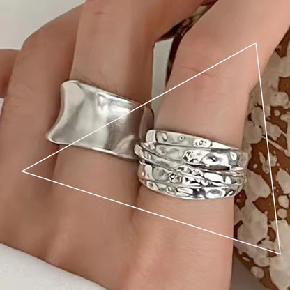 VENTFILLE 925 Sterling Silver Adjustable Ring – Vintage Hollow Line Punk Hip Hop Couple Jewelry