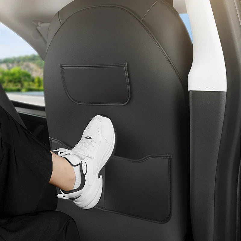 Tesla Model Y Juniper Seat Back Kick Protector Cover – Rear Seat Protection Pad & Front Backrest Accessory