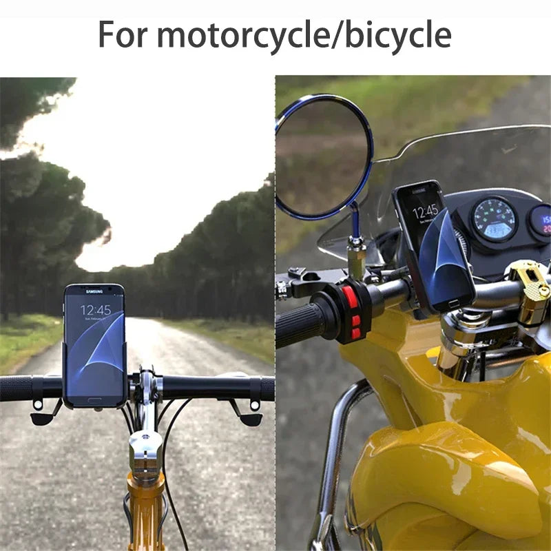VIKEFON Aluminum Alloy Motorcycle & Bicycle Phone Holder – 4-7 inch Smartphone GPS Handlebar Mount