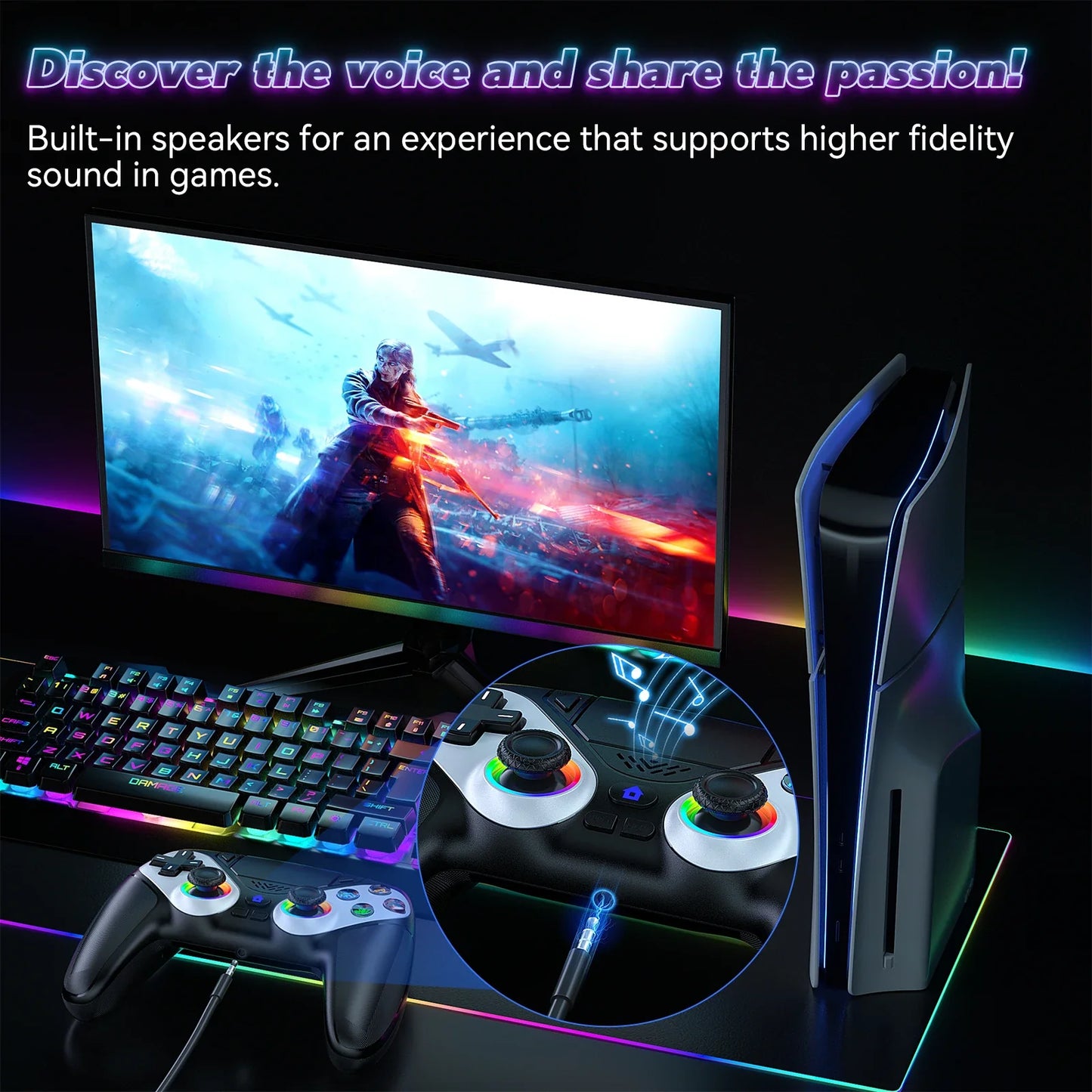 Bluetooth Wireless Gamepad for PS5 – Dual Sense Controller with Turbo, Vibration & Programmable Buttons for PS5/PC Console