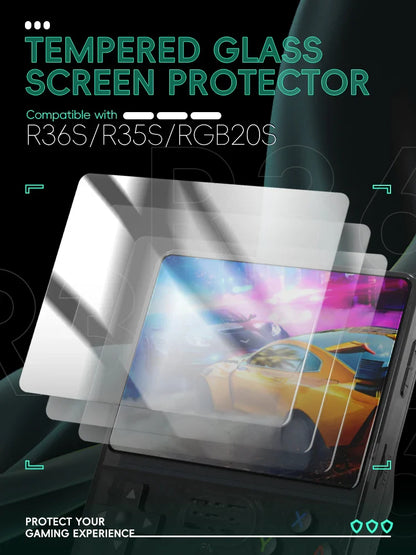 DATA FROG R36S Tempered Glass Screen Protector - Original Cover Film for 3.5-Inch RGB20S and R35S Game Player