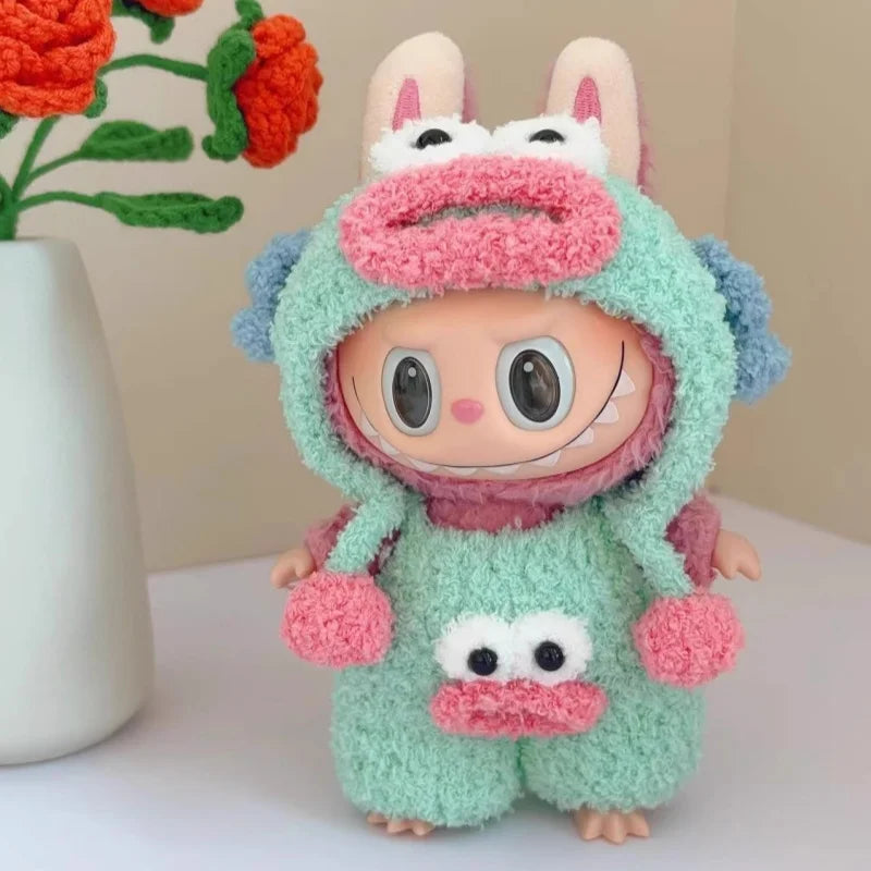 Labubu 17cm Heartbeat Macaron Monkey Toy – Stand-Up Dress-Up Jacket & Pants Suit