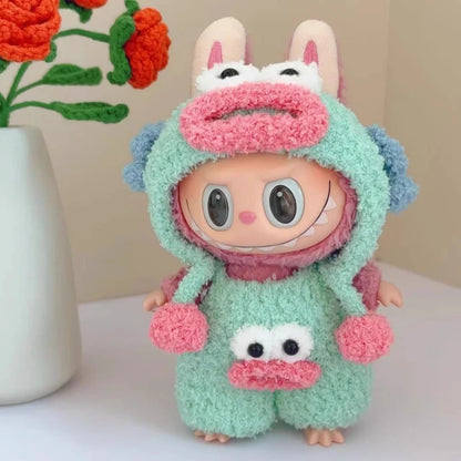 Labubu 17cm Heartbeat Macaron Monkey Toy – Stand-Up Dress-Up Jacket & Pants Suit