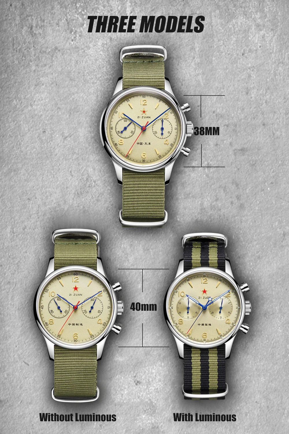 40mm 1963 Pilot Aviation Mechanical Chronograph — Original Seagull ST1901 Movement Men's Sapphire Vintage Watch