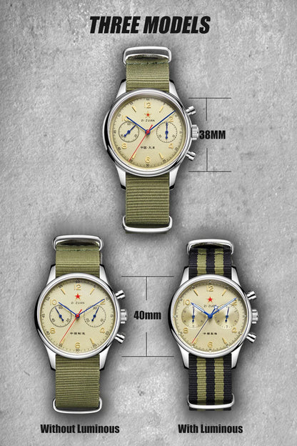 40mm 1963 Pilot Aviation Mechanical Chronograph — Original Seagull ST1901 Movement Men's Sapphire Vintage Watch