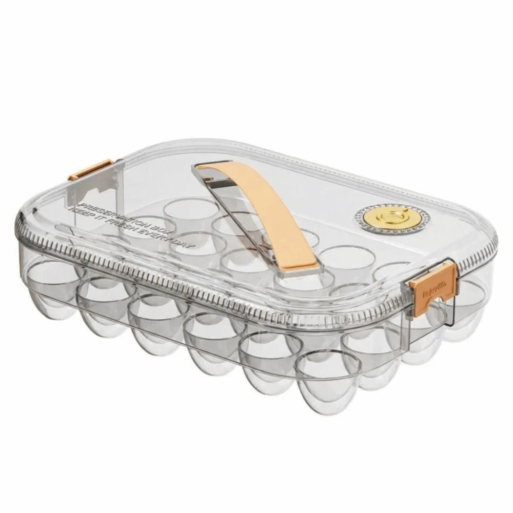 24 Grid Transparent Egg Storage Box - Food Grade Refrigerator Container with Lid for Space Saving Fresh Egg Organization