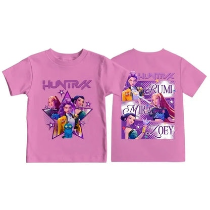 2025 KPop Demon Hunters Graphic T-Shirt – Summer Kids Short Sleeve Top for Girls and Boys, Comfortable Movie-Inspired Tee