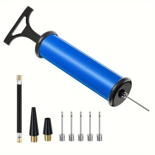 Portable Multifunctional Ball Pump with Needle & Nozzle - Inflator for Football, Basketball, Volleyball & Swimming Balls