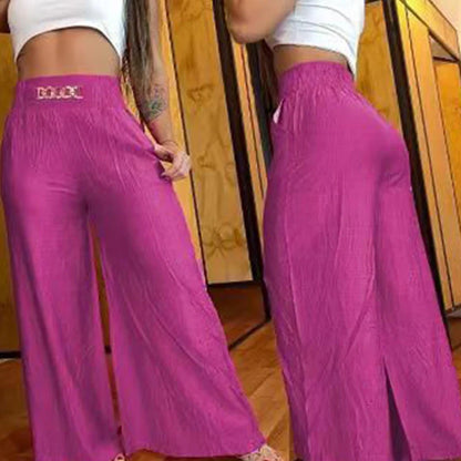 Elevate Your Style: High Waist Solid Color Wide Leg Pants - Chic, Elegant Flared Trousers for Office Ladies and Summer Holidays