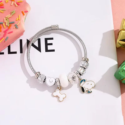 Snoopy Cartoon Bracelet – Adjustable Fashion Wristband for Kids & Adults, Cute Jewelry Gift