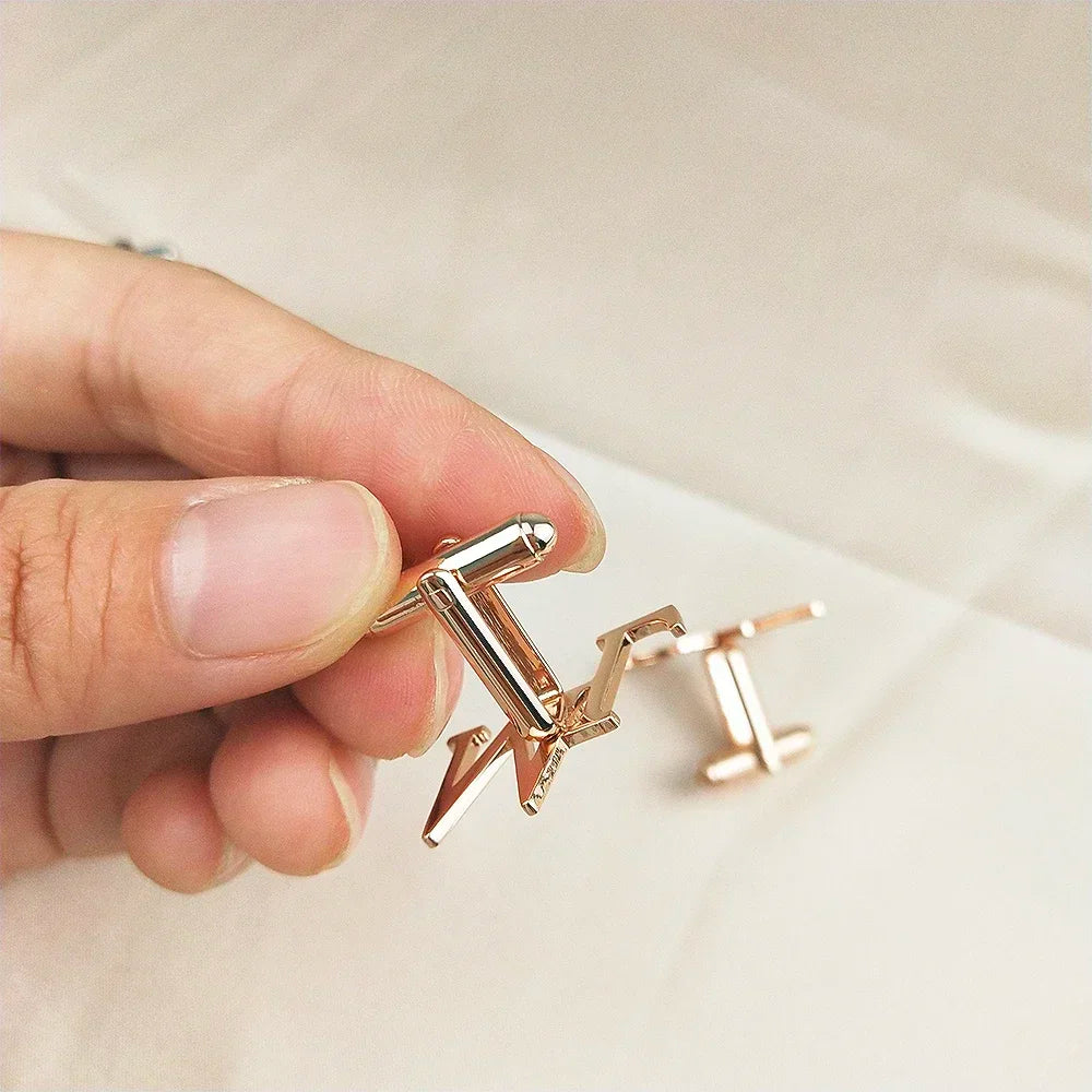 Customized Men's Cufflinks - Personalized Name Letter Stainless Steel Shirt Cuff Button Jewelry Gift