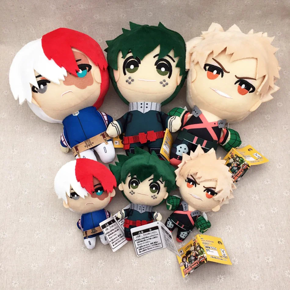 My Hero Academia Plush Toys 15–27cm – Izuku Midoriya, Katsuki Bakugou & Shouto Todoroki Stuffed Dolls for Kids Gifts