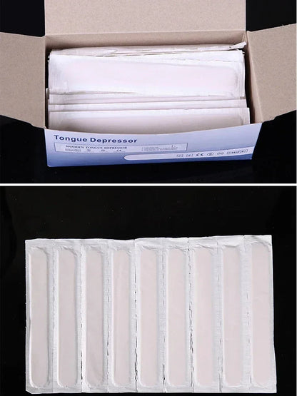 Tattoo & Waxing Wooden Sticks - Disposable Tongue Depressors, Sterilized Beauty Tools, 10/30/50/100/200PCS