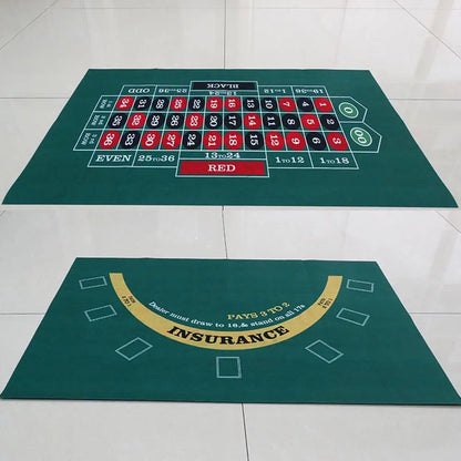 Double-Sided Tabletop Casino Felt Layout Mat – Professional Poker, Texas Hold'em & Blackjack for Roulette Games