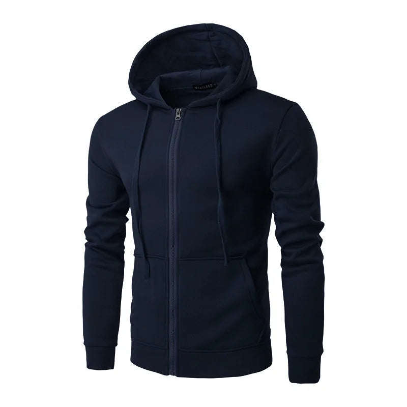 Autumn Men's Long Sleeve Sweatshirt Hoodie - Slim Fit Zipper Closure Jacket for Male Clothing