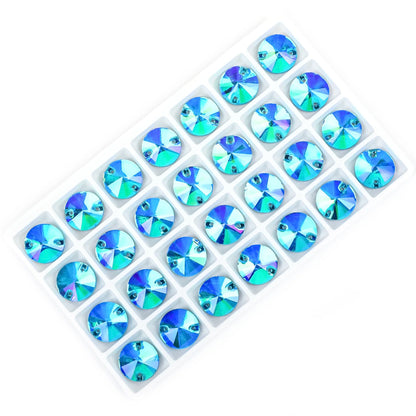 Crystal Rhinestone Flatback Beads - AB Round Shell Gems for DIY Crafts, Clothing & Wedding Decoration