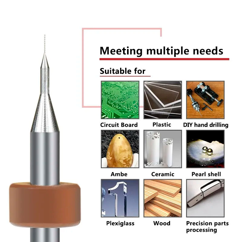 XCAN PCB Drill Bit Set – 50pcs 0.3-1.2mm Carbide Bits with 1/8" Shank for Micro Gun PCB Circuit Board Drilling