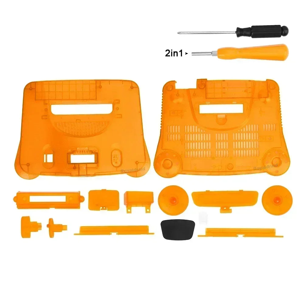 2-Pack Transparent Orange & Purple N64 Replacement Housing Shell – Translucent Case for Nintendo N64 Console