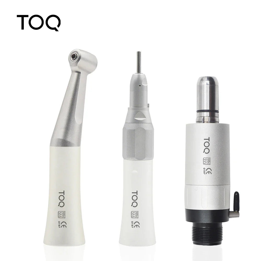Dental Low Speed Handpiece Kit – Mini Air Motor with 4-Hole Contra Angle & Straight Handpiece for Dentists