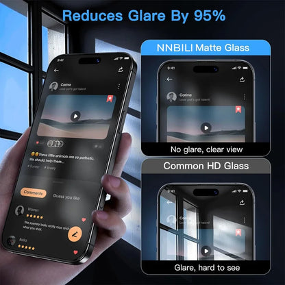 NNBILI 3-Pack Matte Tempered Glass Screen Protector for iPhone 12-18 Pro Max - Oleophobic Dust-Free Easy Install