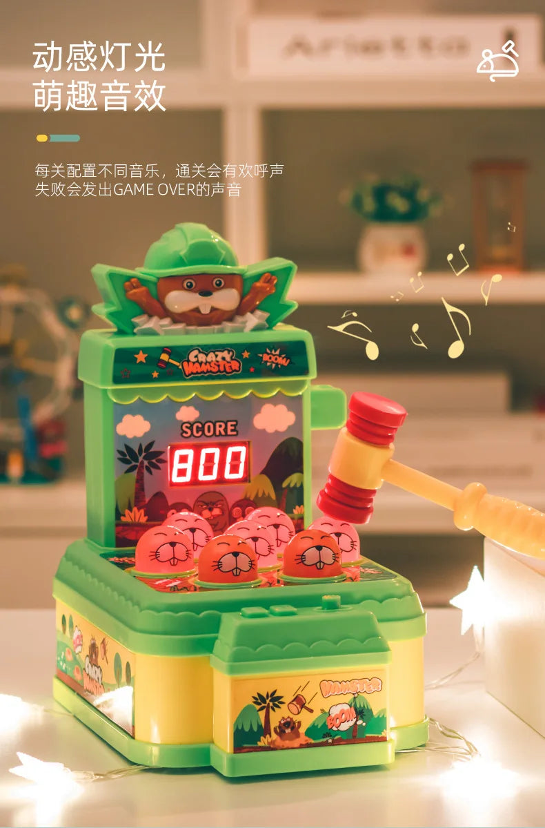 Whack-A-Mole Challenge Game — Electric Two-Player Battle Table with Lights, Music & Cartoon Fun for Parties and Desktop Play